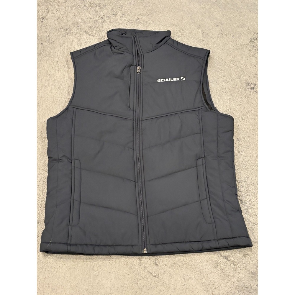 Port Authority Puffer Vest Mens M Charcoal Gray Quilted Full Zip Insulated Warm